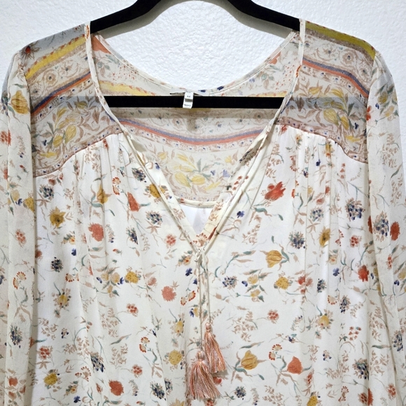 JOIE Silk Floral Print Dress - Vesta In White Orange Tan Size Medium - Picture 2 of 10